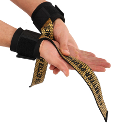 Бинты кистевые с лямкой для жима и тяги LiveUp LP8770 2шт черный-золотой