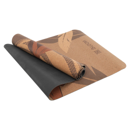 Килимок для йоги Пробковий двошаровий каучуковий Yoga mat BLOOM LB7120 183x61мx0.3cм темно-синій