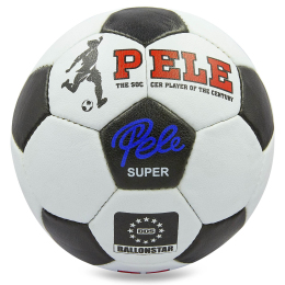 М'яч футбольний PELE Super BALLONSTAR FB-0174 №5 PU білий-чорний