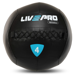 М'яч набивний медичний для кросфіту WALL BALL LiveUp LP8103-4 4кг чорний