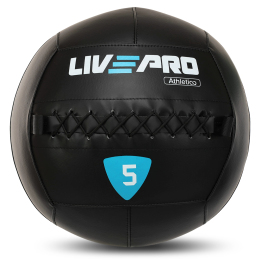 М'яч набивний медичний для кросфіту WALL BALL LiveUp LP8103-5 5кг чорний