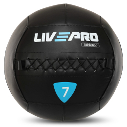 М'яч набивний медичний для кросфіту WALL BALL LiveUp LP8103-7 7кг чорний