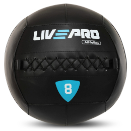 М'яч набивний медичний для кросфіту WALL BALL LiveUp LP8103-8 8кг чорний