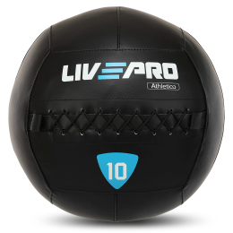 М'яч набивний медичний для кросфіту WALL BALL LiveUp LP8103-10 10кг чорний