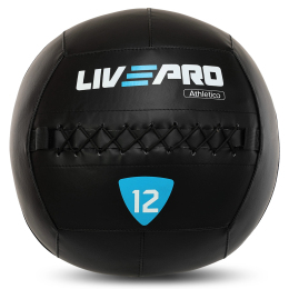 М'яч набивний медичний для кросфіту WALL BALL LiveUp LP8103-12 12кг чорний