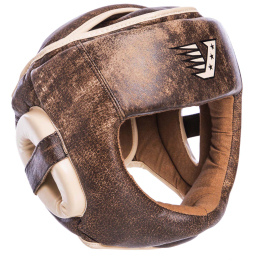 Шлем боксерский с полной защитой кожаный VELO VL-2217 М-XL коричневый