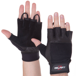 Перчатки для тяжелой атлетики Zelart SB-161593 S-XXL черный