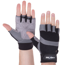 Перчатки для тяжелой атлетики Zelart SB-161594 S-XXL черный-серый
