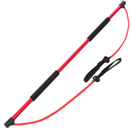 Палка гімнастична бодібар для фітнесу з еспандерами Body Shaper Stick PS F-931 1,3м чорний-червоний