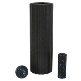 Йога ролер набір 3 в 1 (ролер, мініролер, м'яч масажний) Zelart FI-4890 чорний-синій