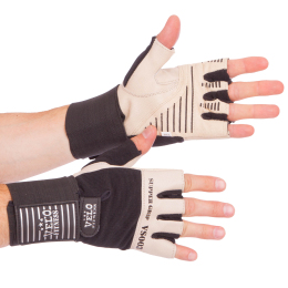 Перчатки для тяжелой атлетики кожаные VELO VL-8113 S-XL черный-белый