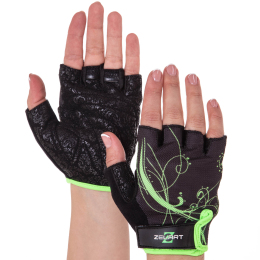 Перчатки для фитнеса и тренировок Zelart SB-161743 XS-M черный-салатовый
