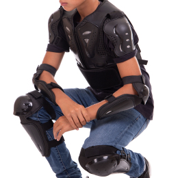 Комплект мотозащиты детский SP-Sport RB5 (спина с поясничной опорой, колено, голень, предплечье, локоть) черный