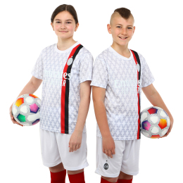Форма футбольна дитяча із символікою футбольного клубу AC MILAN гостьова 2024 SP-Planeta CO-6352 6-14 років білий