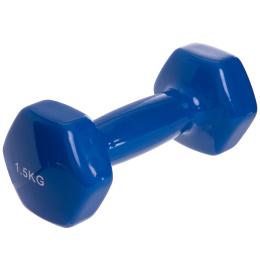 Гантель для фитнеса с виниловым покрытием Zelart FI-2825-1_5 1шт 1,5кг синий