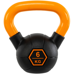 Гиря тренувальна цільна гумова з пофарбованою ручкою LiveUp Urethane competition kettlebell UAZE5336-6 вага 6кг чорний-помаранчевий