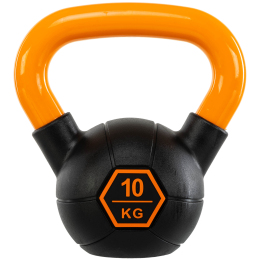 Гиря тренувальна цільна гумова з пофарбованою ручкою LiveUp Urethane competition kettlebell UAZE5336-10 вага 10кг чорний-помаранчевий