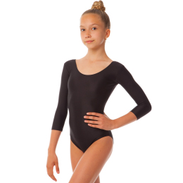 Купальник для танцев и гимнастики с длинным рукавом из бифлекса Lingo CO-9461 S-XL черный