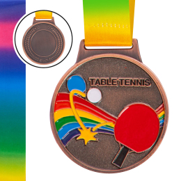 Медаль спортивная с лентой цветная SP-Sport Настольный теннис C-0341 золото, серебро, бронза