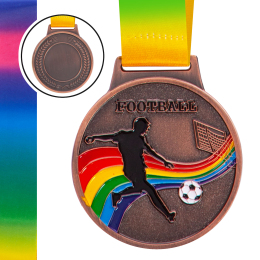 Медаль спортивная с лентой цветная SP-Sport Футбол C-0344 золото, серебро, бронза