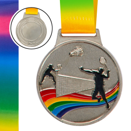 Медаль спортивная с лентой цветная SP-Sport Бадминтон C-0346 золото, серебро, бронза