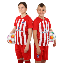 Форма футбольна дитяча із символікою футбольного клубу ATLETICO MADRID домашня 2024 SP-Planeta CO-6357 6-14 років червоний-білий