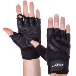 Перчатки для тяжелой атлетики кожаные Zelart SB-161074 S-XXL цвета в ассортименте