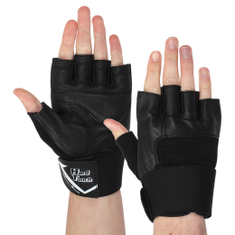 Перчатки для кроссфита и воркаута кожаные HARD TOUCH BC-9527 S-XL черный