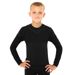 Термофутболка для активного спорта детская Zelart CO-7307 размер 11-14 лет 146-164 см черный-серый