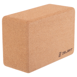 Блок для йоги пробковый Zelart FI-7850-4 светло-коричневый