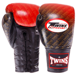 Перчатки боксерские кожаные на шнуровке TWINS FBGLL1-TW1 12-16унций цвета в ассортименте