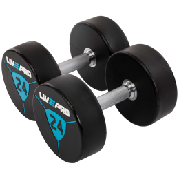 Гантелі цільні професійні з поліуретановим покриттям LiveUp LP8000-24 2шт по 24кг чорний-синій