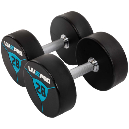 Гантелі цільні професійні з поліуретановим покриттям LiveUp LP8000-28 2шт по 28кг чорний-синій