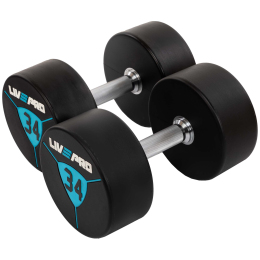 Гантелі цільні професійні з поліуретановим покриттям LiveUp LP8000-34 2шт по 34кг чорний-синій
