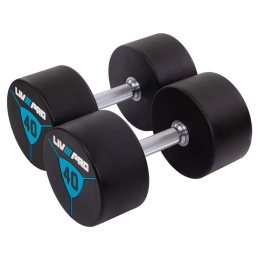 Гантелі цільні професійні з поліуретановим покриттям LiveUp LP8000-40 2шт по 40кг чорний-синій