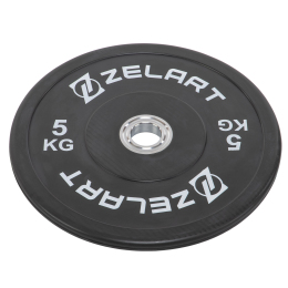 Блины (диски) бамперные для кроссфита резиновые d-52мм Zelart TA-7798-5 5кг черный