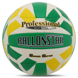 Мяч волейбольный BALLONSTAR VB-5064 №5 PU зеленый-белый-желтый