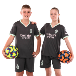 Форма футбольная детская с символикой футбольного клуба AC MILAN резервная 2025 SP-Sport CO-4747 20-28 темно-серый