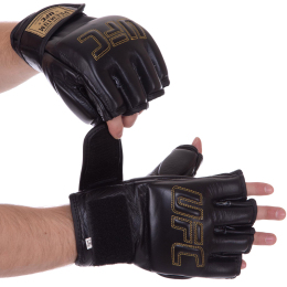 Перчатки для смешанных единоборств MMA кожаные UFC PRO Prem UHK-75059 L-XL черный