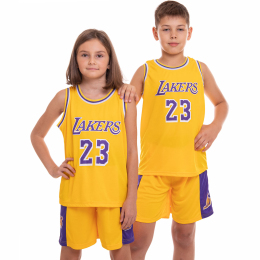 Форма баскетбольна дитяча NB-Sport NBA LAKERS 23 BA-0563 M-2XL кольори в асортименті