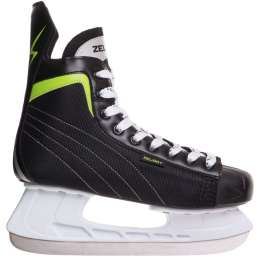 Коньки хоккейные Zelart Z-0890 размер 34-45 черный-салатовый
