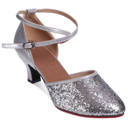 Обувь для бальных танцев женская Латина с закрытым носком Zelart DN-3694 размер 34-40 серебряный