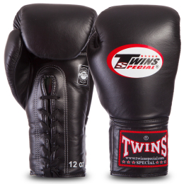 Перчатки боксерские кожаные на шнуровке TWINS BGLL1 12-18унций цвета в ассортименте