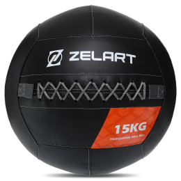 М'яч волбол для кросфіту та фітнесу Zelart WALL BALL TA-7822-15 вага-15кг чорний