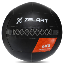 М'яч волбол для кросфіту та фітнесу Zelart WALL BALL TA-7822-6 вага-6кг чорний
