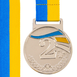 Медаль спортивная с лентой SP-Sport UKRAINE с украинской символикой C-6837 ø5см золото, серебро, бронза