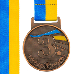 Медаль спортивна зі стрічкою SP-Sport UKRAINE з українською символікою C-6837 ø5см золото, срібло, бронза