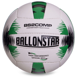 М'яч волейбольний BALLONSTAR LG2372 №5 PU білий-чорний-зелений