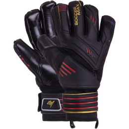 Воротарські рукавиці SOCCERMAX GK-003 розмір 8-10 чорний-червоний