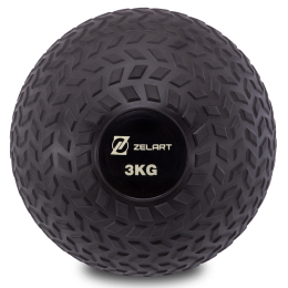 Мяч набивной слэмбол для кроссфита рифленый Zelart SLAM BALL FI-7474-3 3кг черный